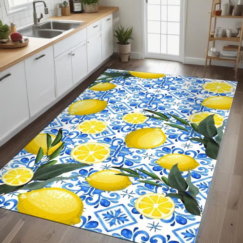 Commercial Kitchen Tile Flooring - Heldere zomerse mediterrane citroentegelvloerkleed met citrus-